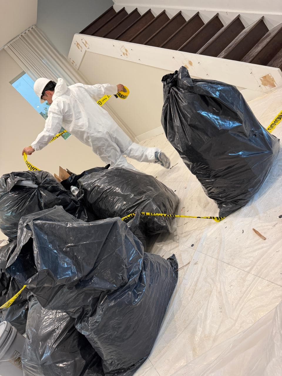 Nico walking to the job site